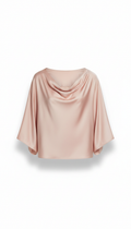 Blush Silk Button-Front Blouse