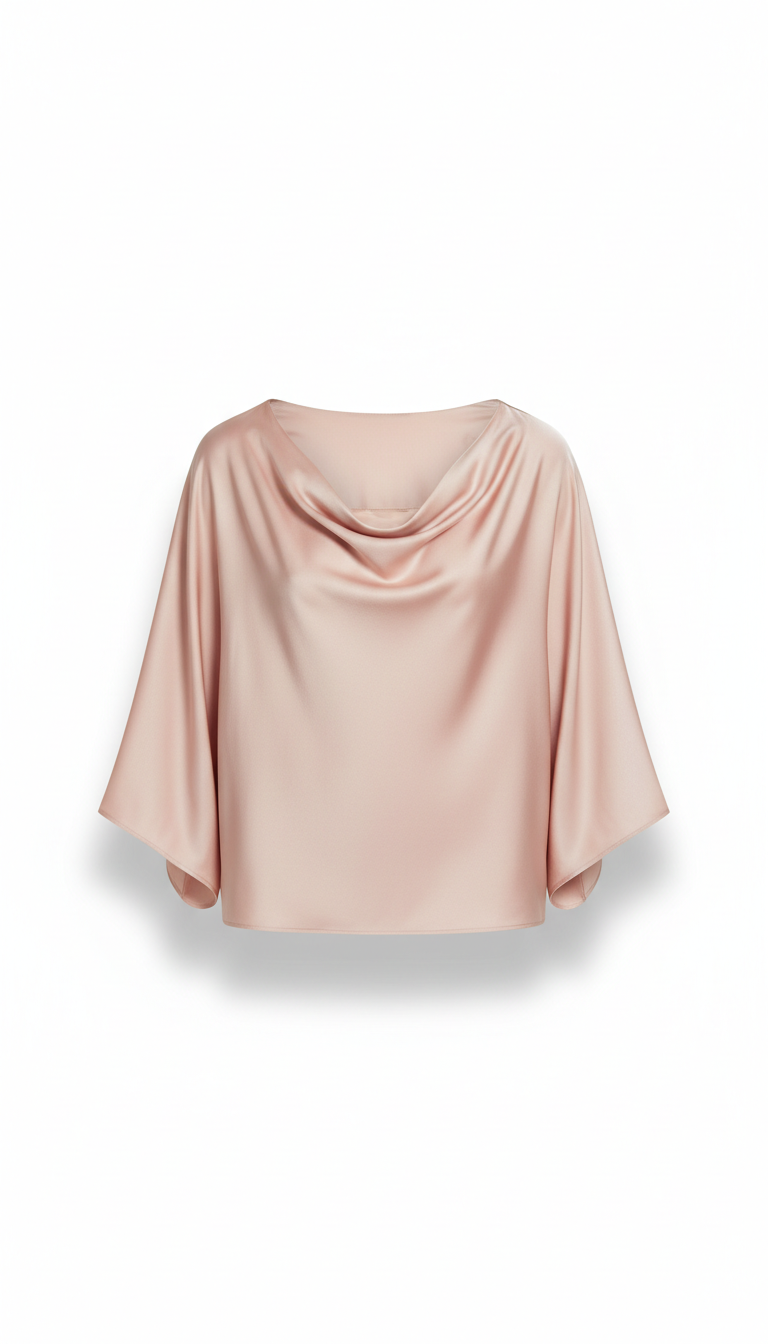 Blush Silk Button-Front Blouse
